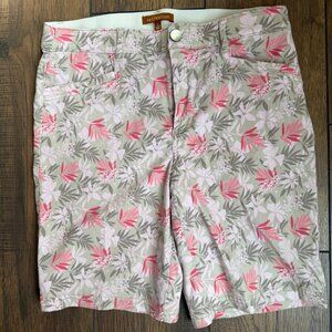 reCreation Pink Gray Leaf Print 9" Zip Shorts